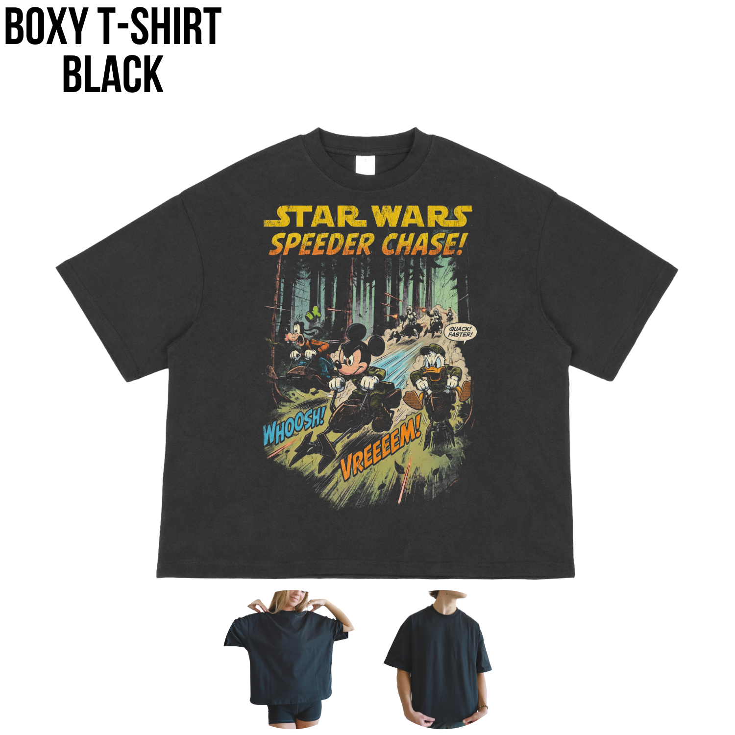 Vintage Star Wars Speeder Chase Shirt: Mickey Donald Goofy Endor Scene Tee