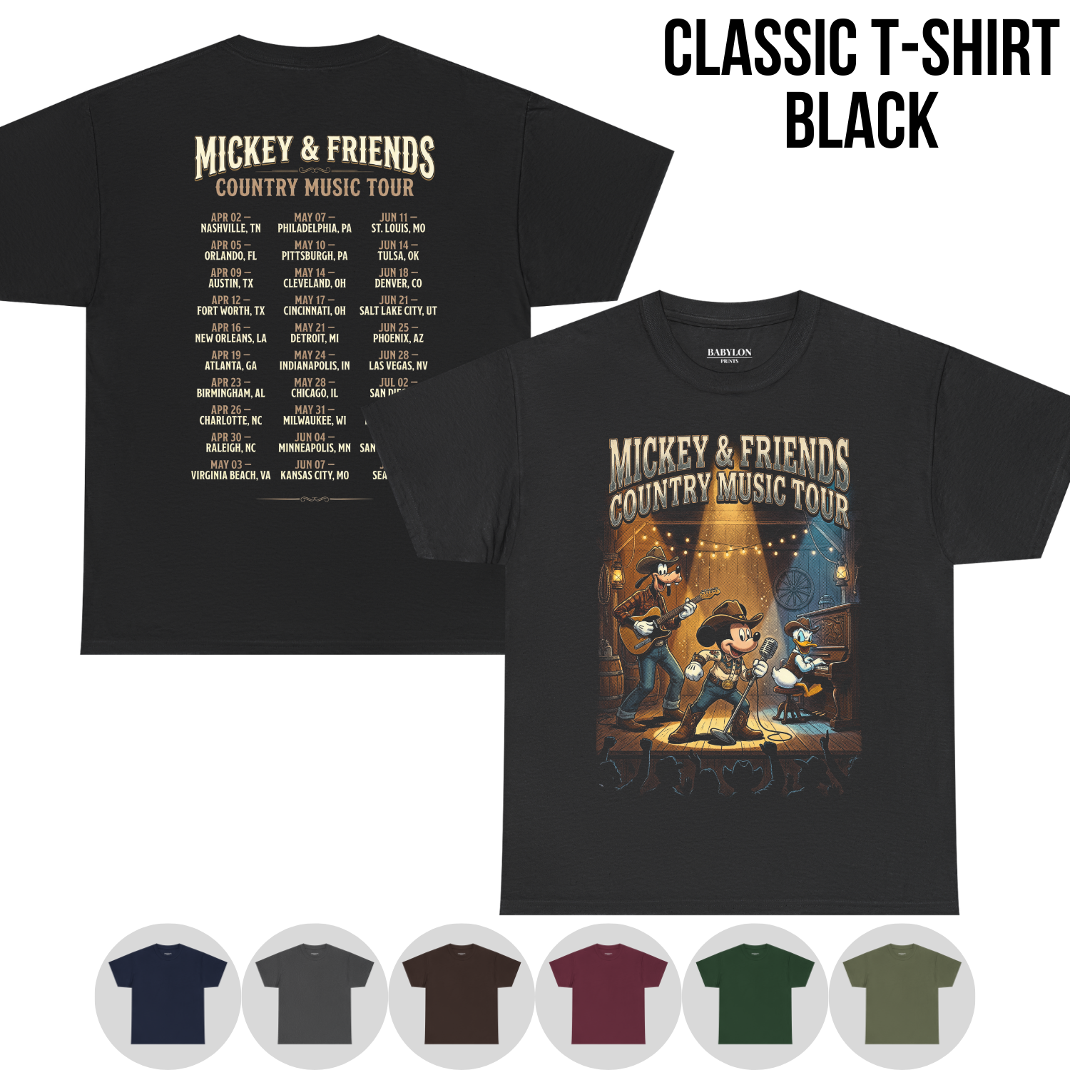 Mickey & Friends Country Music Tour Shirt – Mickey, Donald, Goofy Western Concert Tee