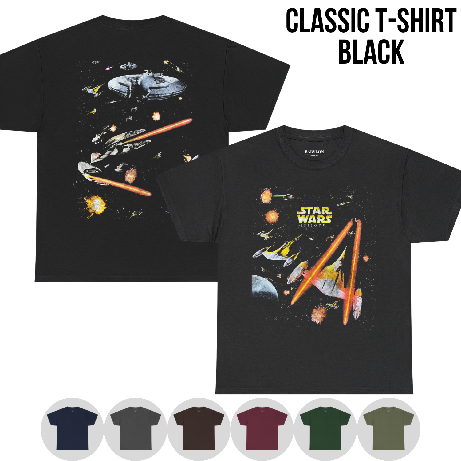 Star Wars Episode I Shirt – Star Wars The Phantom Menace Naboo Space Battle Double Sided Tee, Star Wars Fan Gift, Episode I Graphic Shirt, Star Wars Prequel Shirt