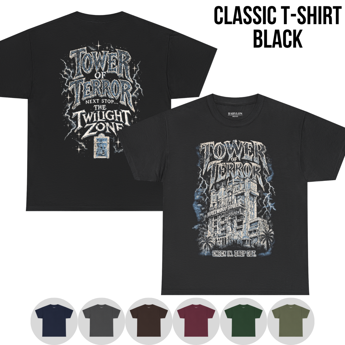 Tower of Terror Shirt – Hollywood Tower Hotel Double Sided Disney Ride Graphic Shirt, Disney Parks Fan Gift, Vintage Tower of Terror Twilight Zone Shirt, Retro Disney Attraction Merch