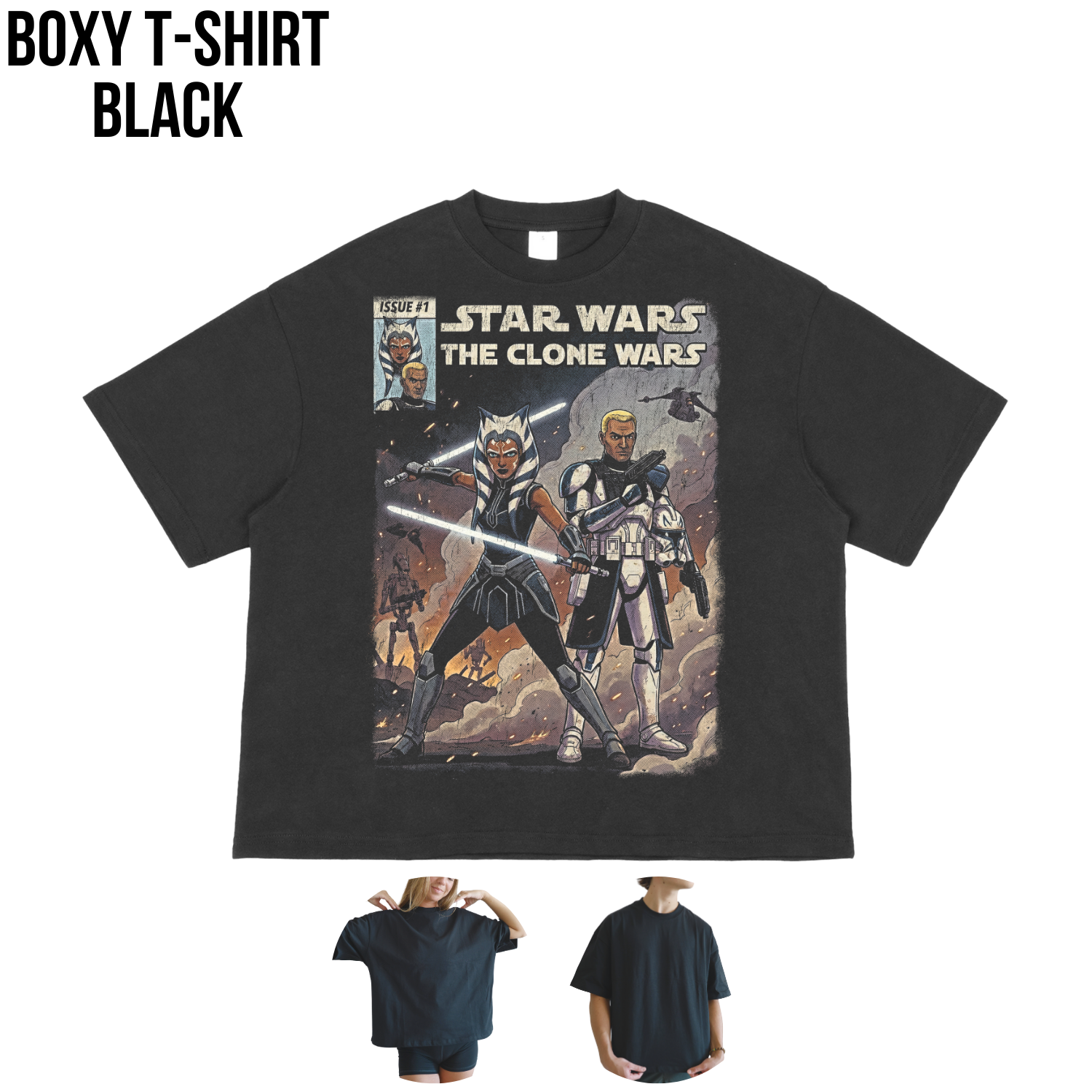 Star Wars the Clone Wars Shirt – Ahsoka Tano & Captain Rex Vintage Comic Tee