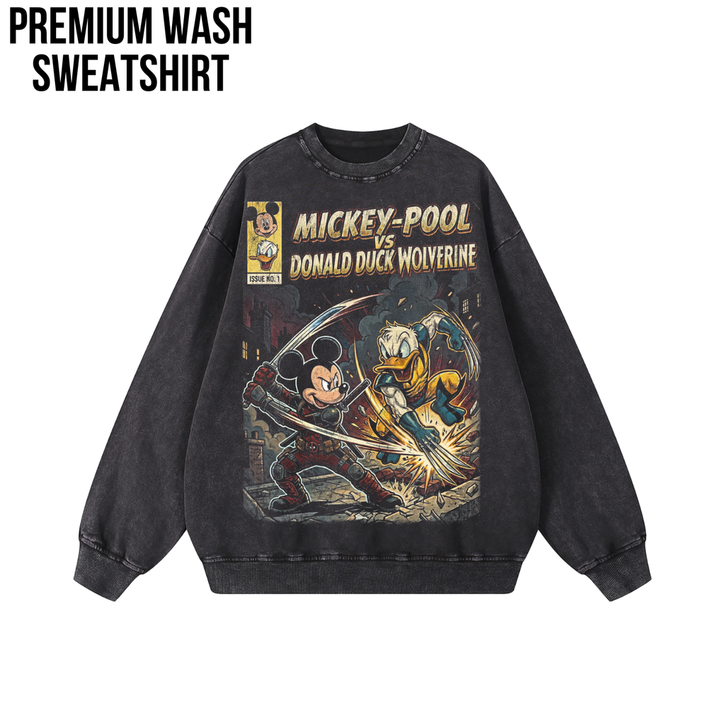 Mickey-Pool vs Donald Duck Wolverine Shirt – Vintage Marvel Mickey Mouse Crossover Comic Tee