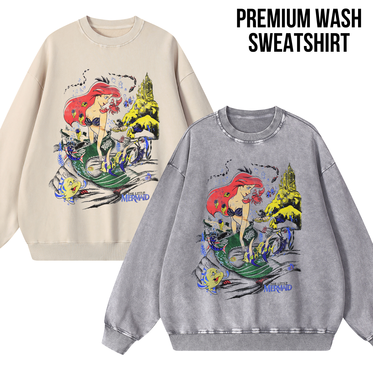Little Mermaid Shirt – Disney The Little Mermaid Ariel Flounder Sebastian Vintage Graphic Tee, Ariel Disney Fan Gift, Little Mermaid Shirt, Disney Princess Shirt