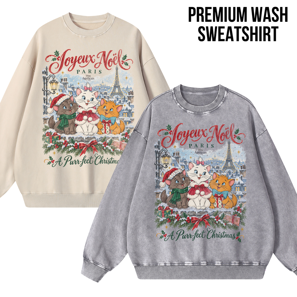 Aristocats Christmas Shirt – Joyeux Noël Paris Marie Berlioz Toulouse Graphic Shirt, Disney Aristocats Holiday Fan Gift, Disney Christmas Cat Shirt, Disney Holiday Merch