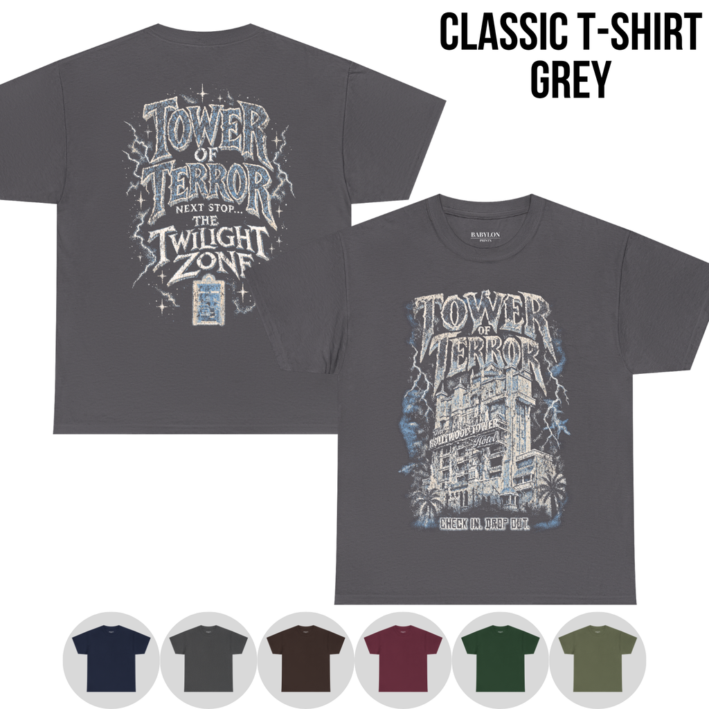 Tower of Terror Shirt – Hollywood Tower Hotel Double Sided Disney Ride Graphic Shirt, Disney Parks Fan Gift, Vintage Tower of Terror Twilight Zone Shirt, Retro Disney Attraction Merch