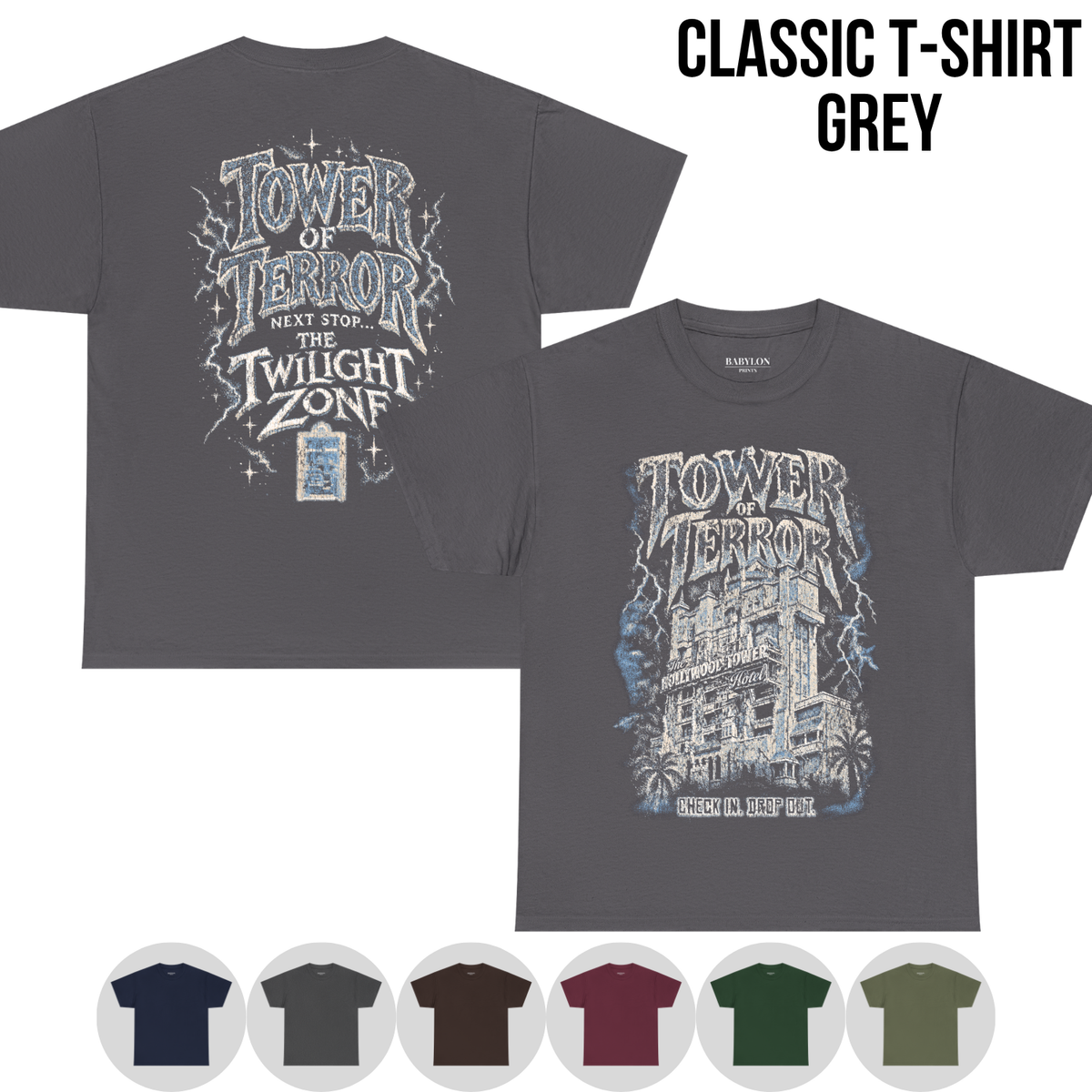Tower of Terror Shirt – Hollywood Tower Hotel Double Sided Disney Ride Graphic Shirt, Disney Parks Fan Gift, Vintage Tower of Terror Twilight Zone Shirt, Retro Disney Attraction Merch