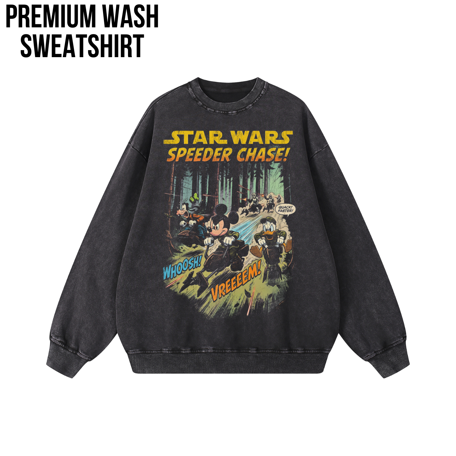 Vintage Star Wars Speeder Chase Shirt: Mickey Donald Goofy Endor Scene Tee