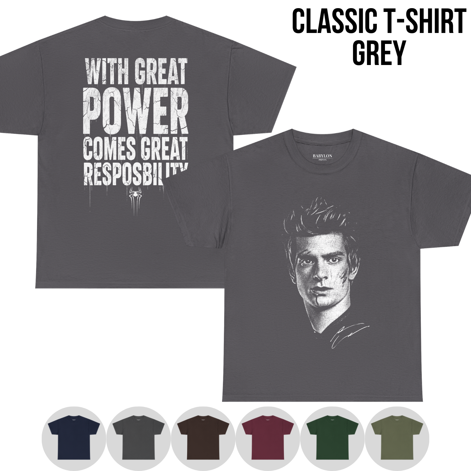 Andrew Garfield Spider-Man Shirt | With Great Power Comes Great Responsibility Tee