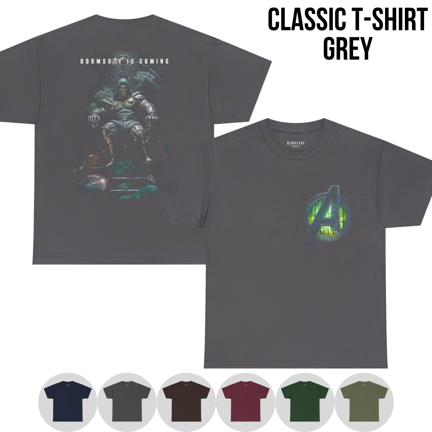 Doctor Doom Shirt – Avengers Doomsday Is Coming Doctor Doom Thron Doppelseitiges T-Shirt, Doctor Doom Marvel Fan-Geschenk, Avengers Doomsday Grafik-Shirt, MCU Bösewicht Shirt