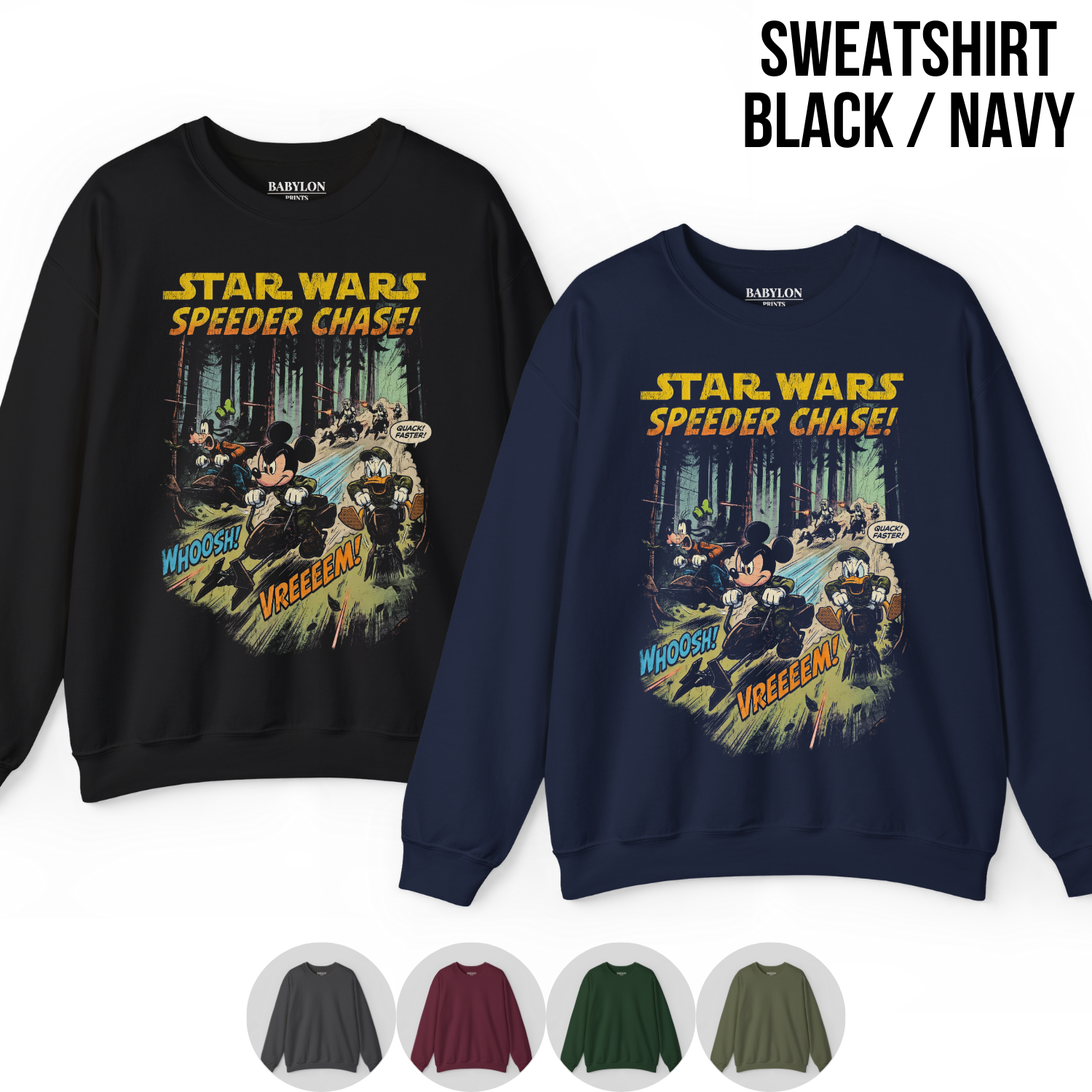 Vintage Star Wars Speeder Chase Shirt: Mickey Donald Goofy Endor Scene Tee