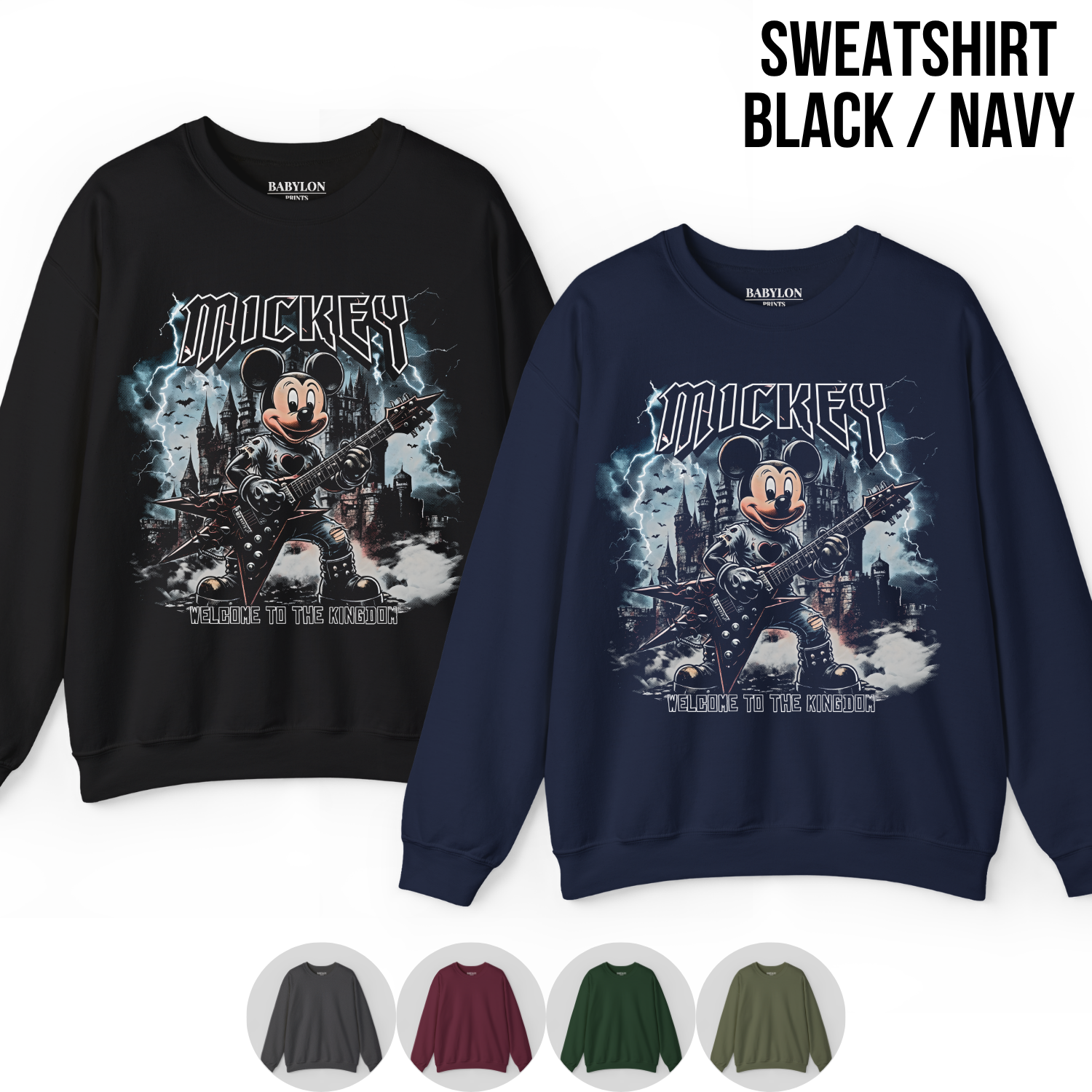 Disney Mickey Mouse Shirt – Welcome To The Kingdom Rock Tee, Mickey Mouse Heavy Metal Graphic Tee
