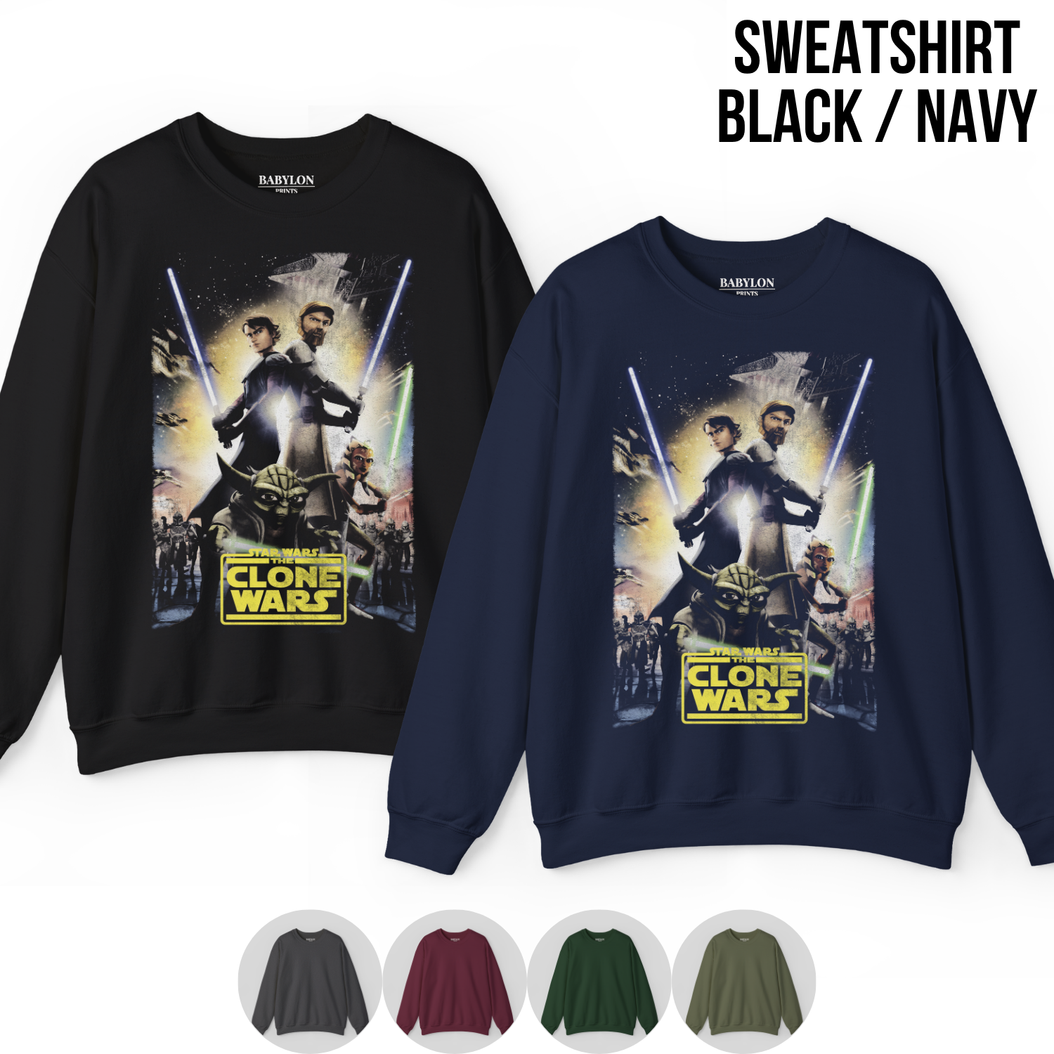 Star Wars The Clone Wars Shirt – Anakin Obi-Wan Ahsoka Yoda Graphic Tee