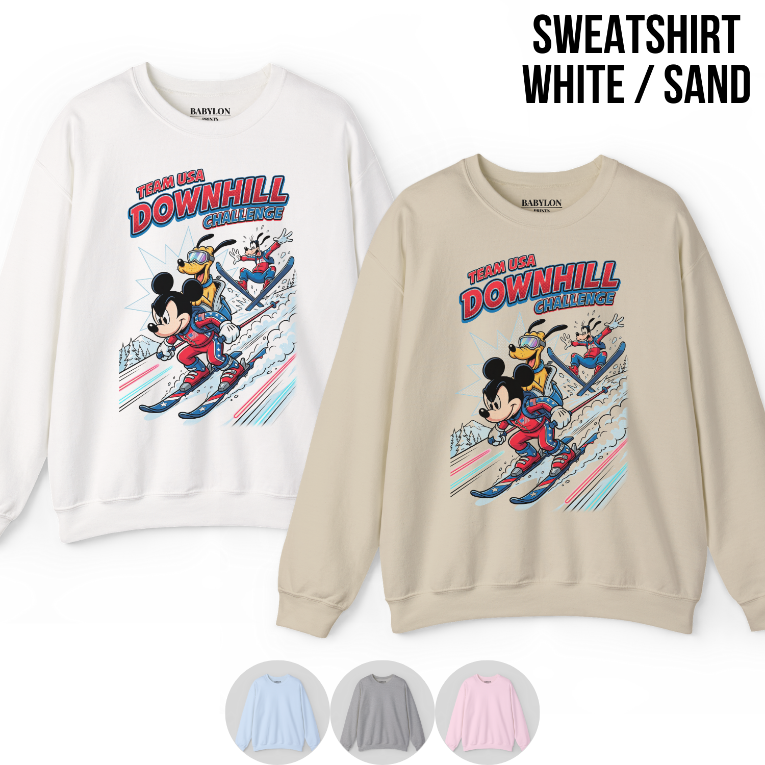 Mickey & Friends Team USA Downhill Skiing Shirt: Vintage Disney Winter Sports Tee