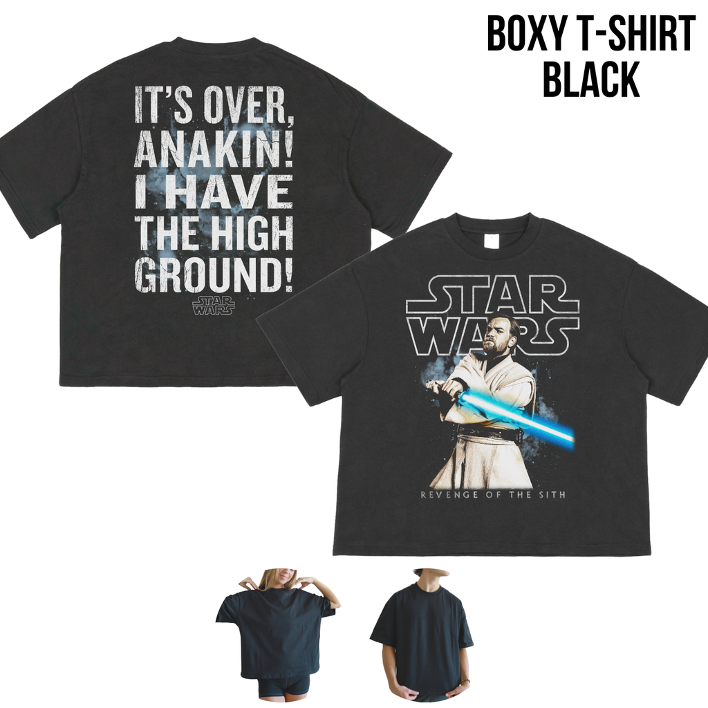 Star Wars Obi-Wan Kenobi Shirt – I Have The High Ground Double Sided Graphic Tee, Revenge Of The Sith Fan Gift, Star Wars Quote Shirt