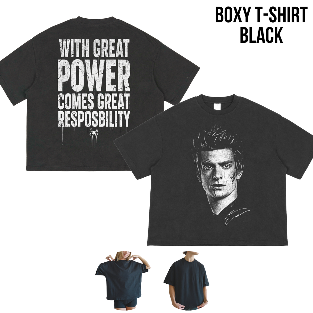 Andrew Garfield Spider-Man Shirt | With Great Power Comes Great Responsibility Tee