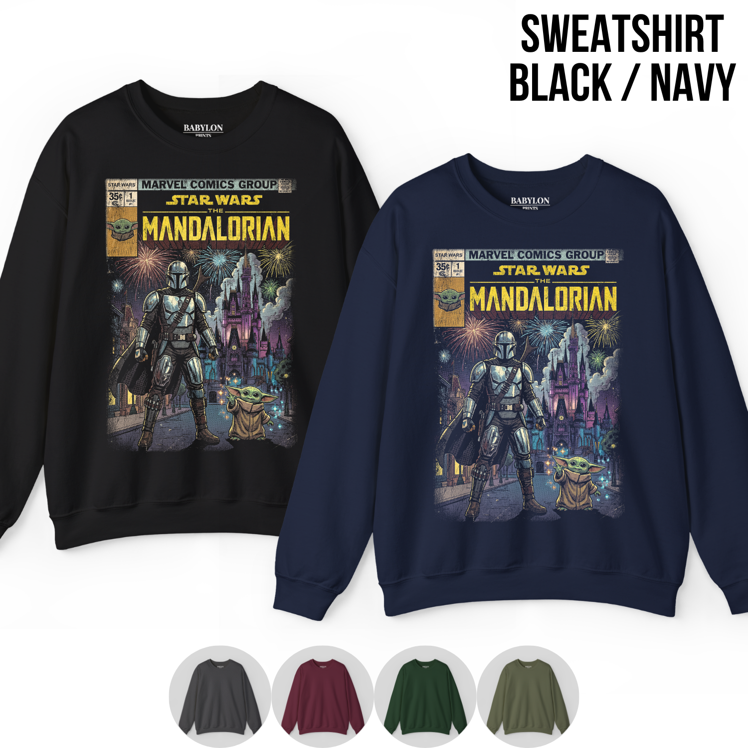 The Mandalorian and Grogu Disney World Castle Shirt - Star Wars Comic Style Tee