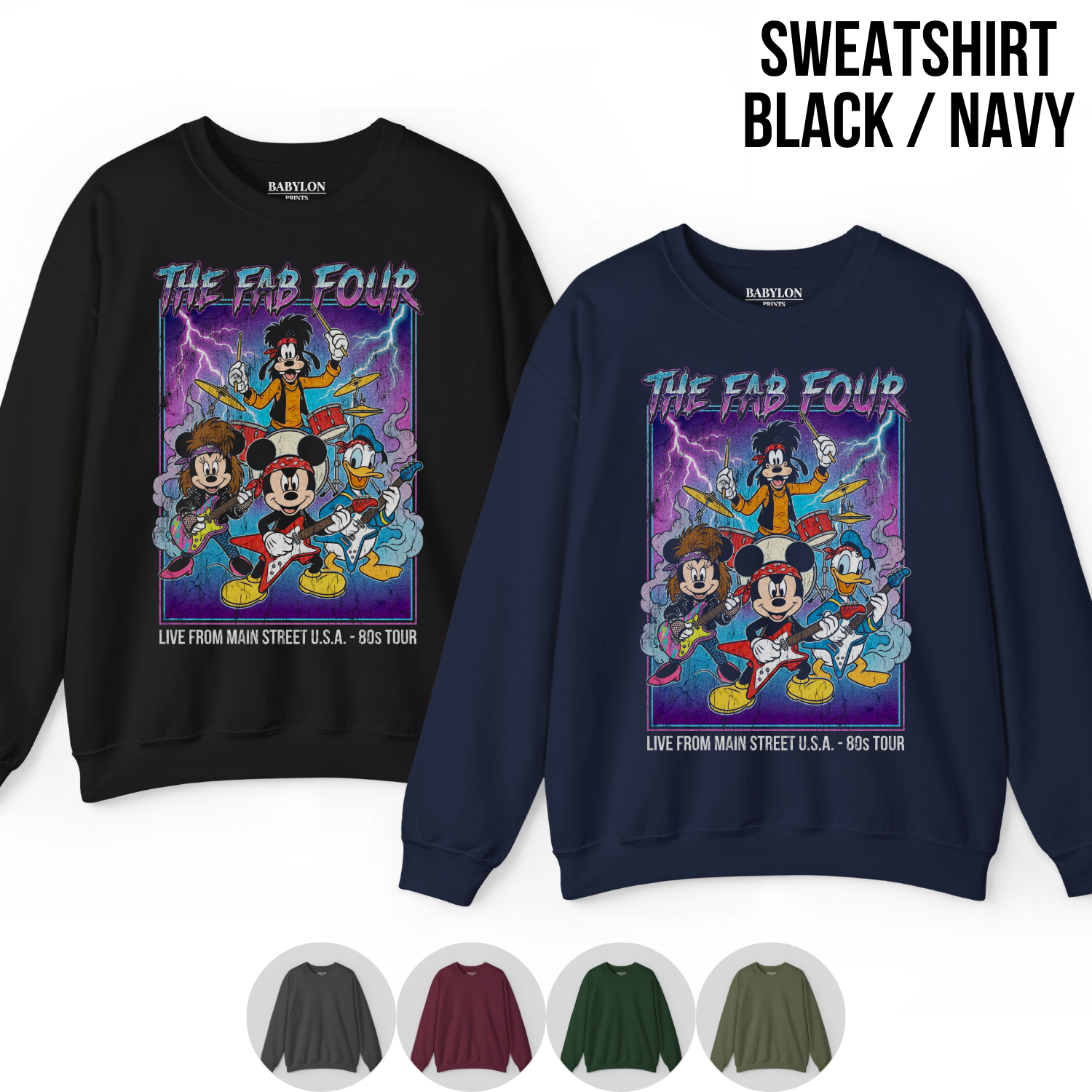 The Fab Four Disney Shirt – 80s Rock Band Mickey Goofy Donald Minnie Tee