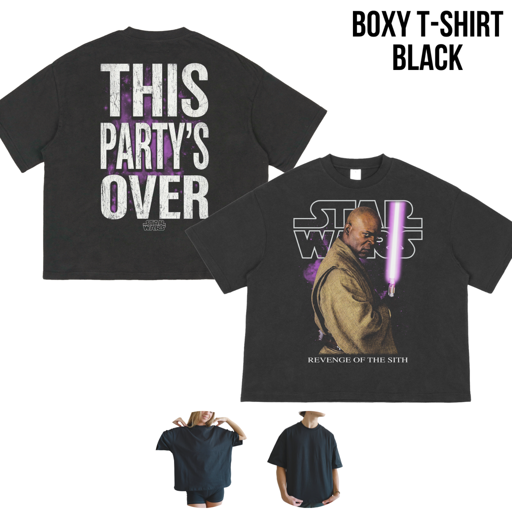 Star Wars Mace Windu Shirt – This Party's Over Double Sided Graphic Tee, Mace Windu Fan Gift, Revenge Of The Sith Shirt
