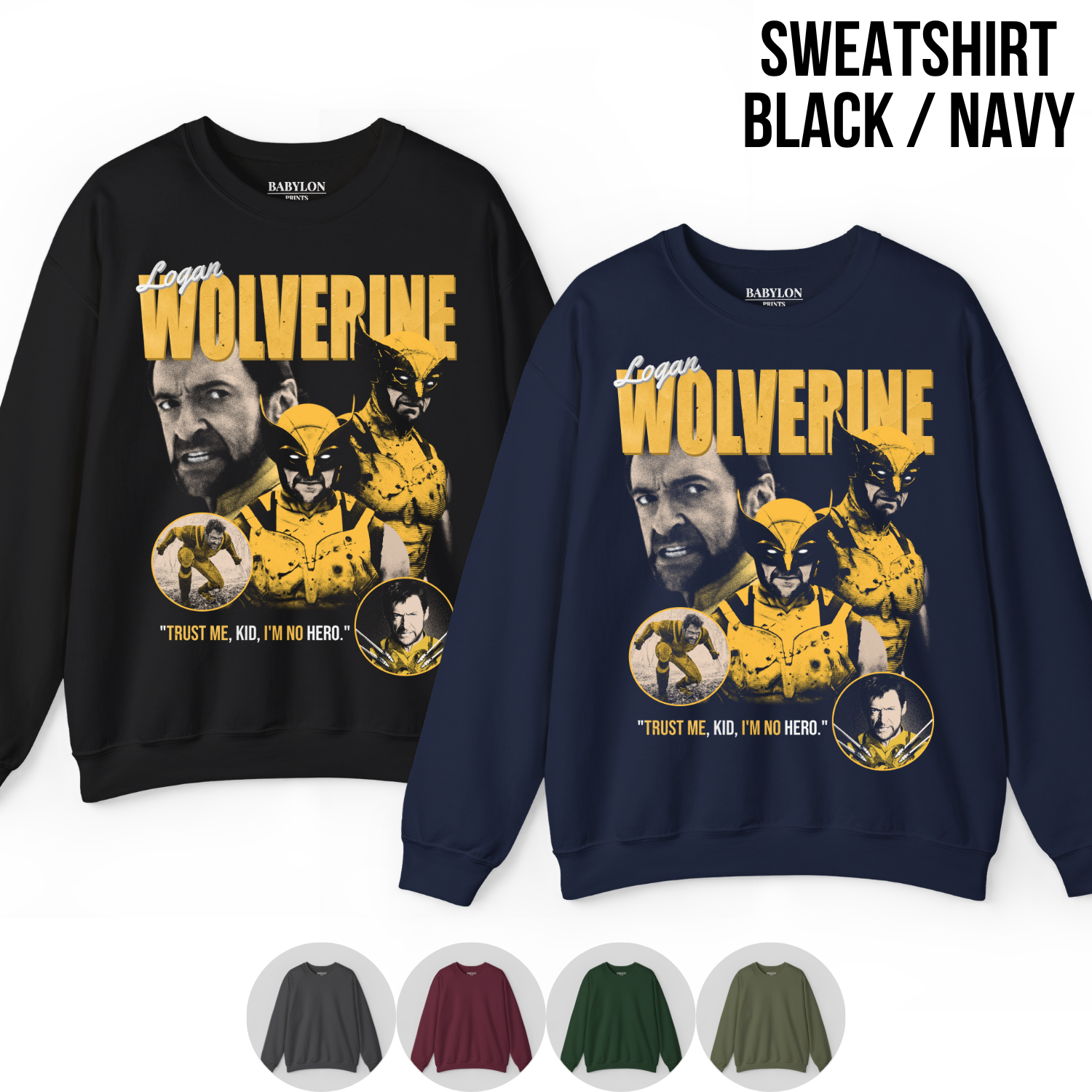 Wolverine Shirt – Logan Wolverine Trust Me Kid I'm No Hero Collage Tee, Hugh Jackman Wolverine Fan Gift, X-Men Wolverine Graphic Shirt, Marvel Mutant Tee