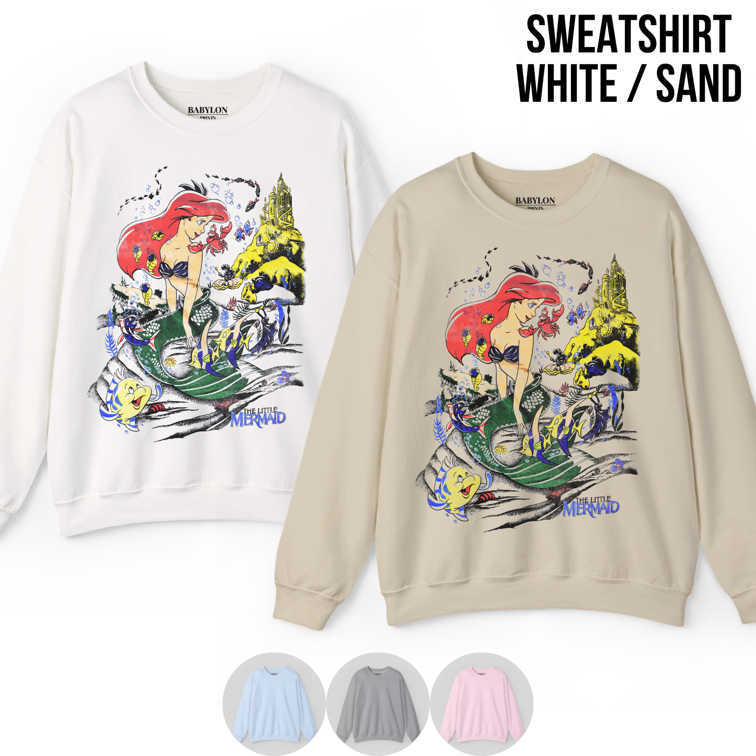 Little Mermaid Shirt – Disney The Little Mermaid Ariel Flounder Sebastian Vintage Graphic Tee, Ariel Disney Fan Gift, Little Mermaid Shirt, Disney Princess Shirt